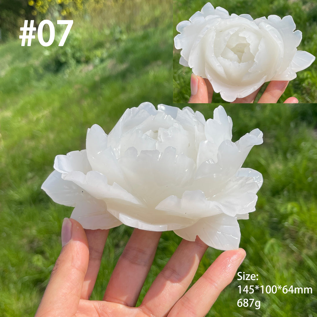 Unique,Natural Crystal Afghanistan Jade Peony Carving