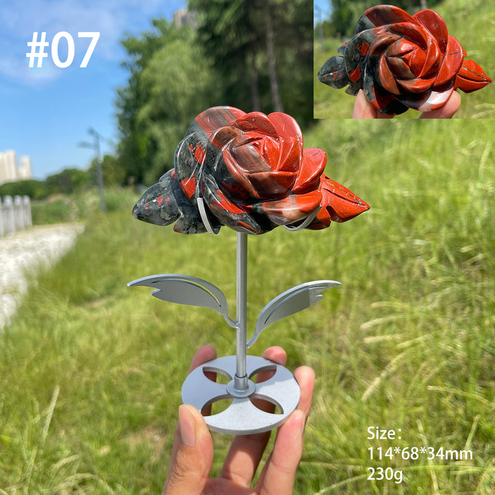Unique,Natural African Bloodstone Crystal Rose Carving