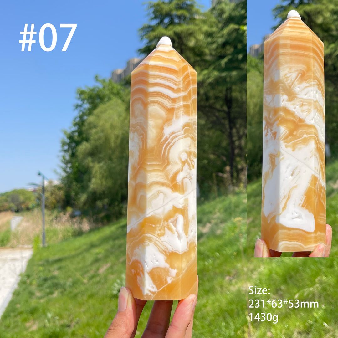 Unique,Natural Large Yellow Calcite Point