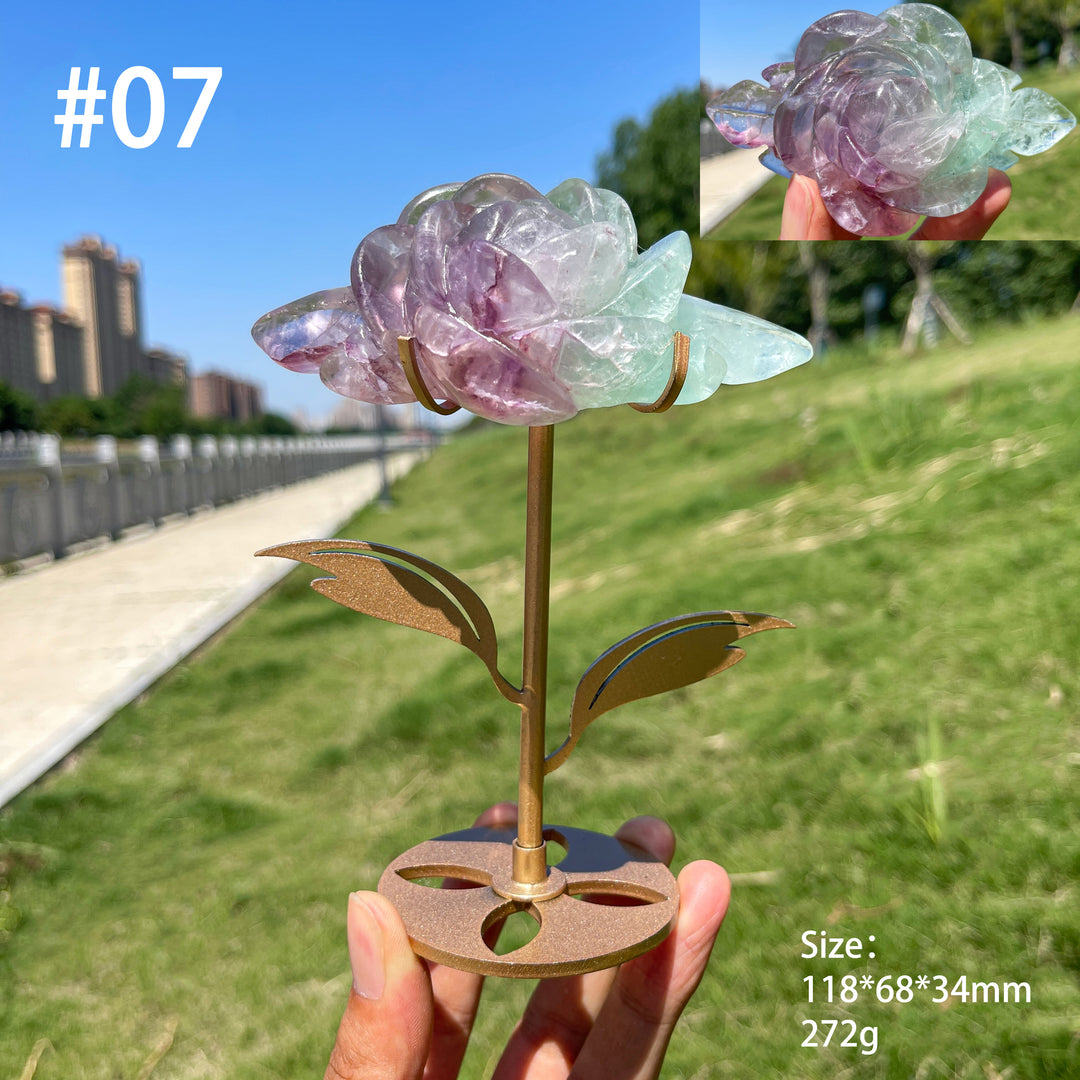 Unique,Natural Fluorite Rose Carving