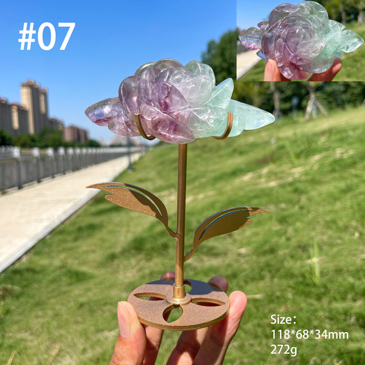 Unique,Natural Fluorite Rose Carving