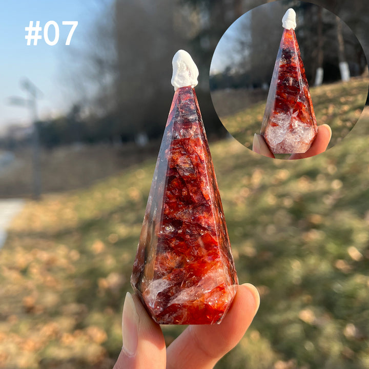 Unique,Natural Crystal Fire Quartz Diamond Tower