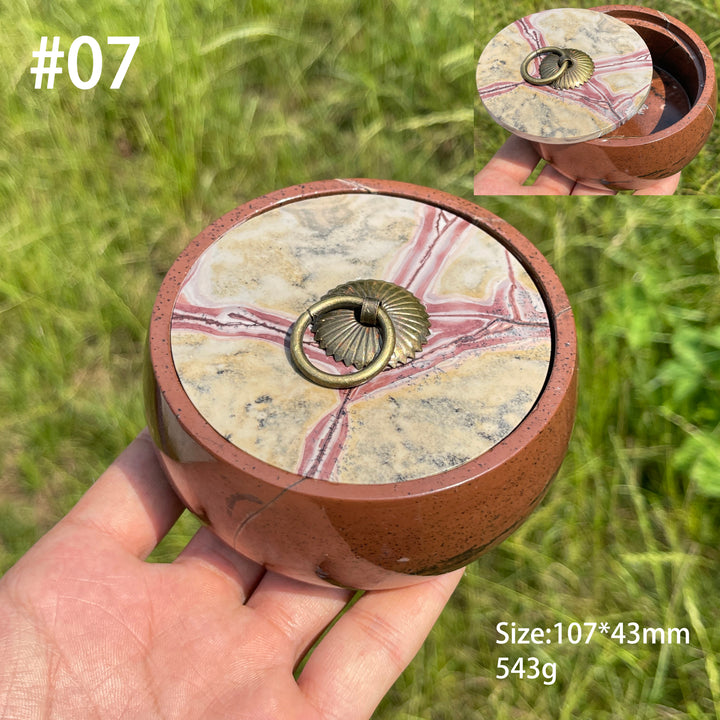 Unique,Natural Artisan Picture Jasper Trinket Box