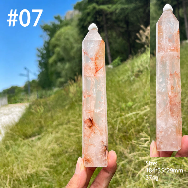 Unique,Natural Warm Fire Quartz Crystal Point