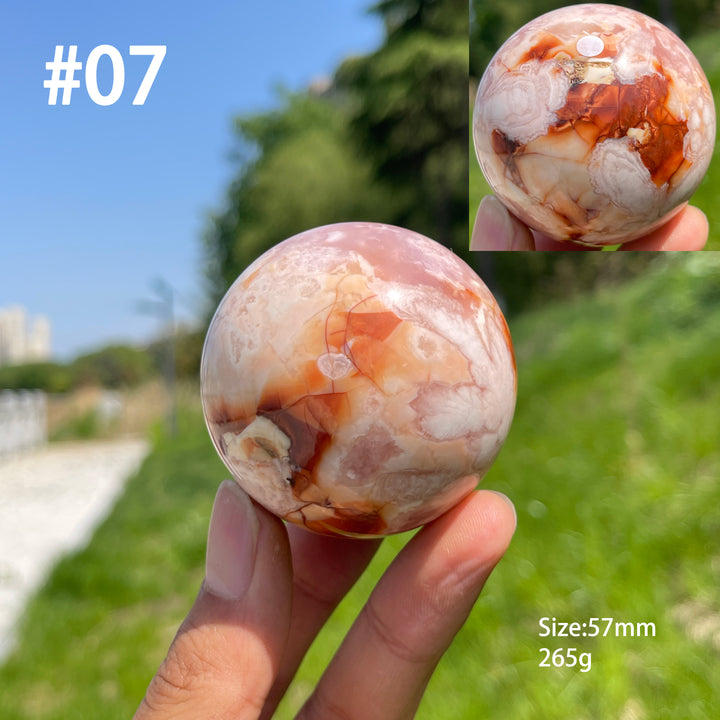 Unique,A Slightly Imperfect Natural Crystal Pink Flower Agate Sphere