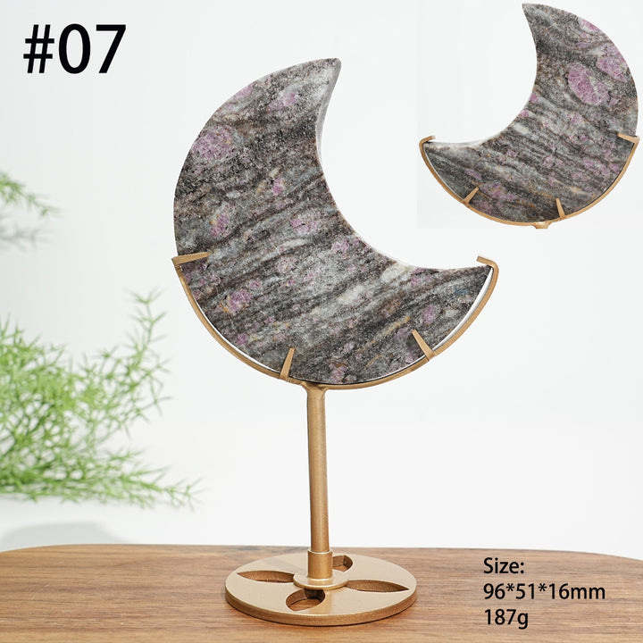 Unique,Natural Crystal Garnet Moon Carving