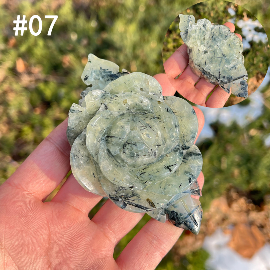 Unique,Natural Crystal Carving Peony Flower
