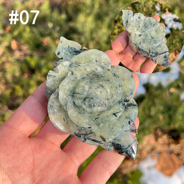 Unique,Natural Crystal Carving Peony Flower