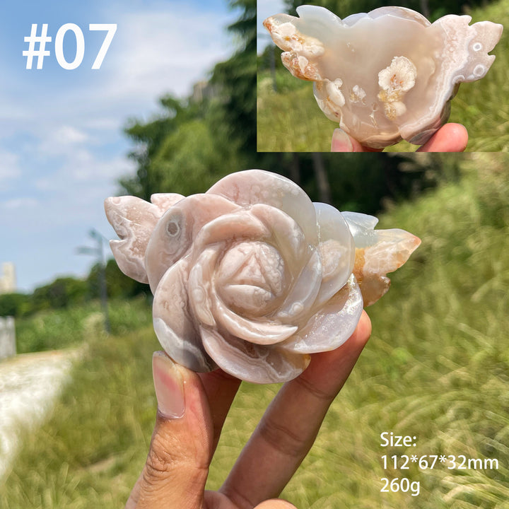 Unique,Natural Crystal Pink Amethyst Peony Flower Carving