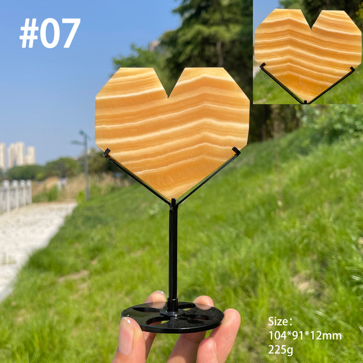 Unique,Natural Yellow Calcite Crystal Heart Carving