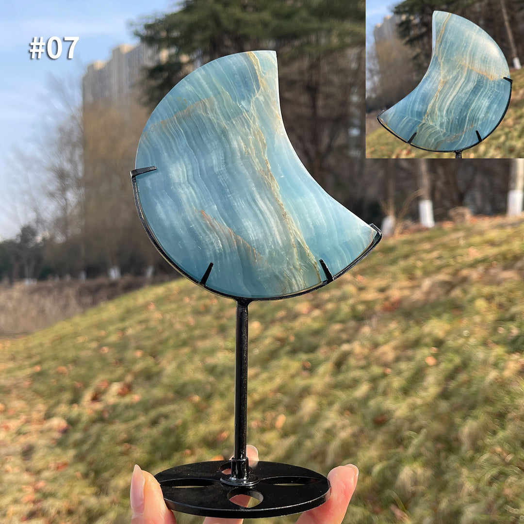 Unique,Natural Lemurian Aquatine Calcite Moon