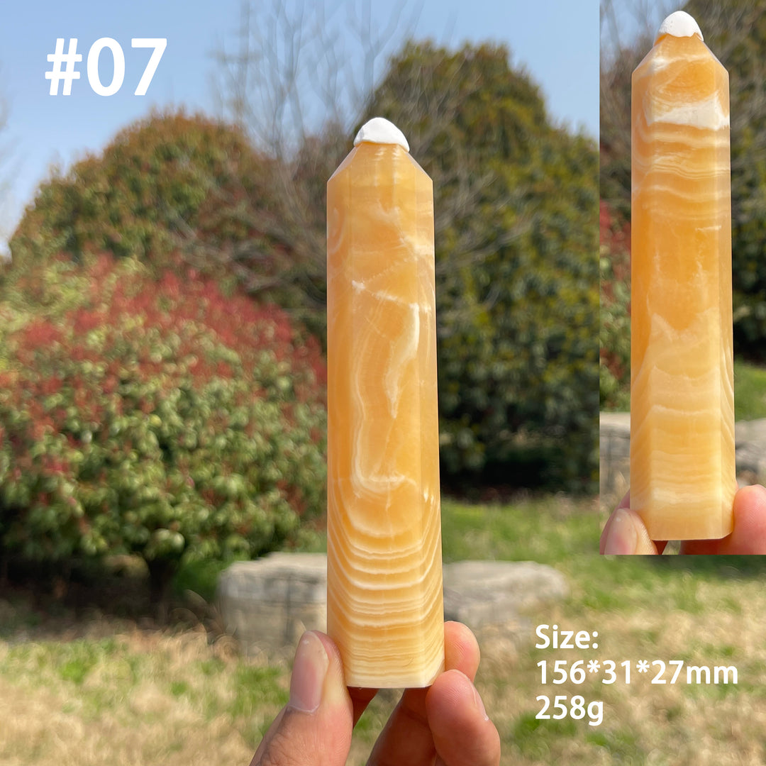 Unique,Natural Crystal Yellow Calcite Point