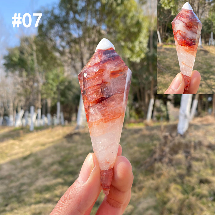 Unique,Natural Crystal Fire Quartz Wand