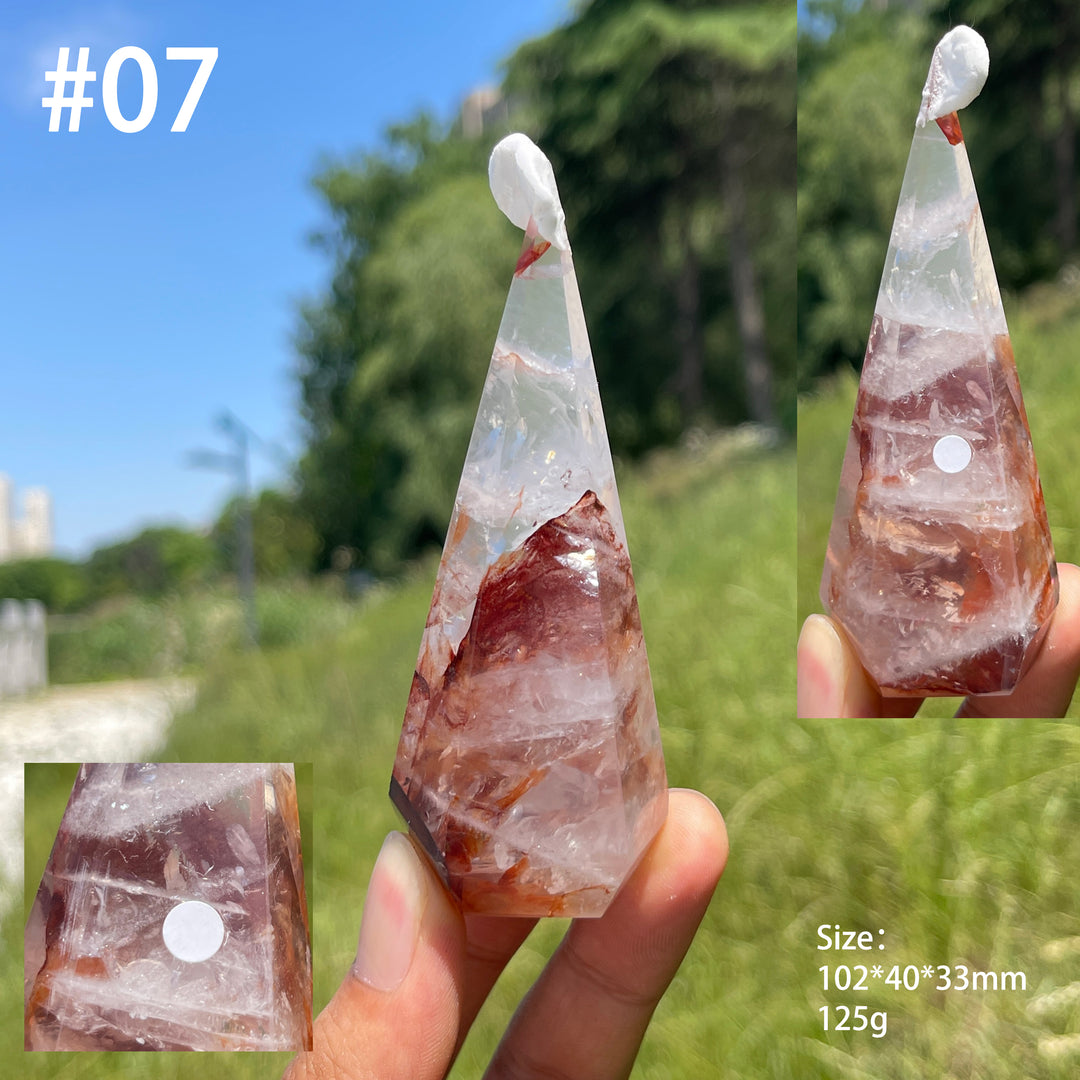Unique,A Slightly Imperfect Natural Fire Quartz Diamond Tower