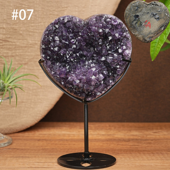 Unique, Natural Amethyst Cluster Heart Ornament