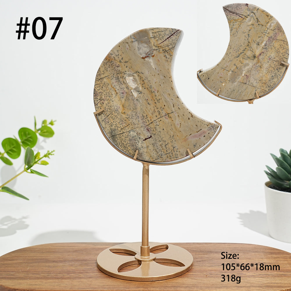 Unique,Natural Beautiful Picture Jasper Moon On Stand