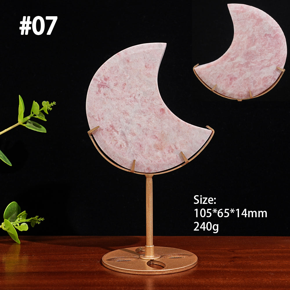 Unique,Natural Crystal Pink Opal Moon