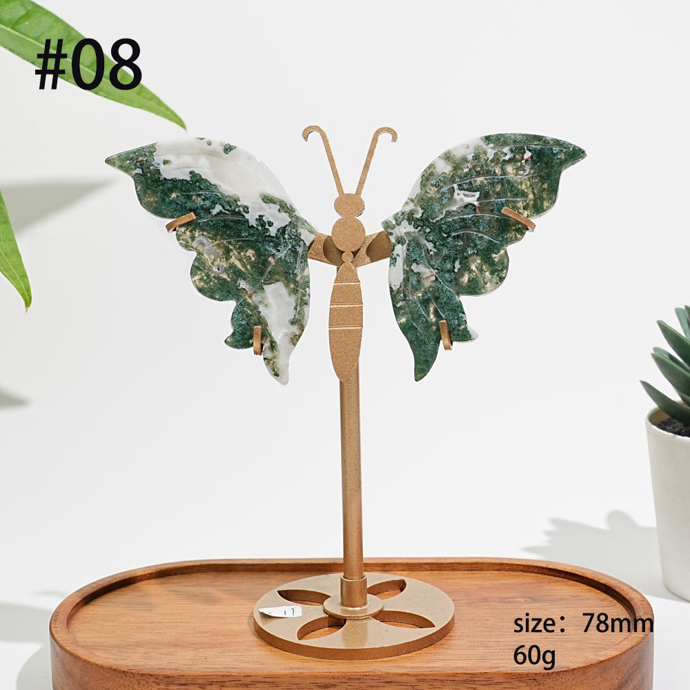 Unique,A Slightly Imperfect Natural Moss Agate Butterfly Wing Display