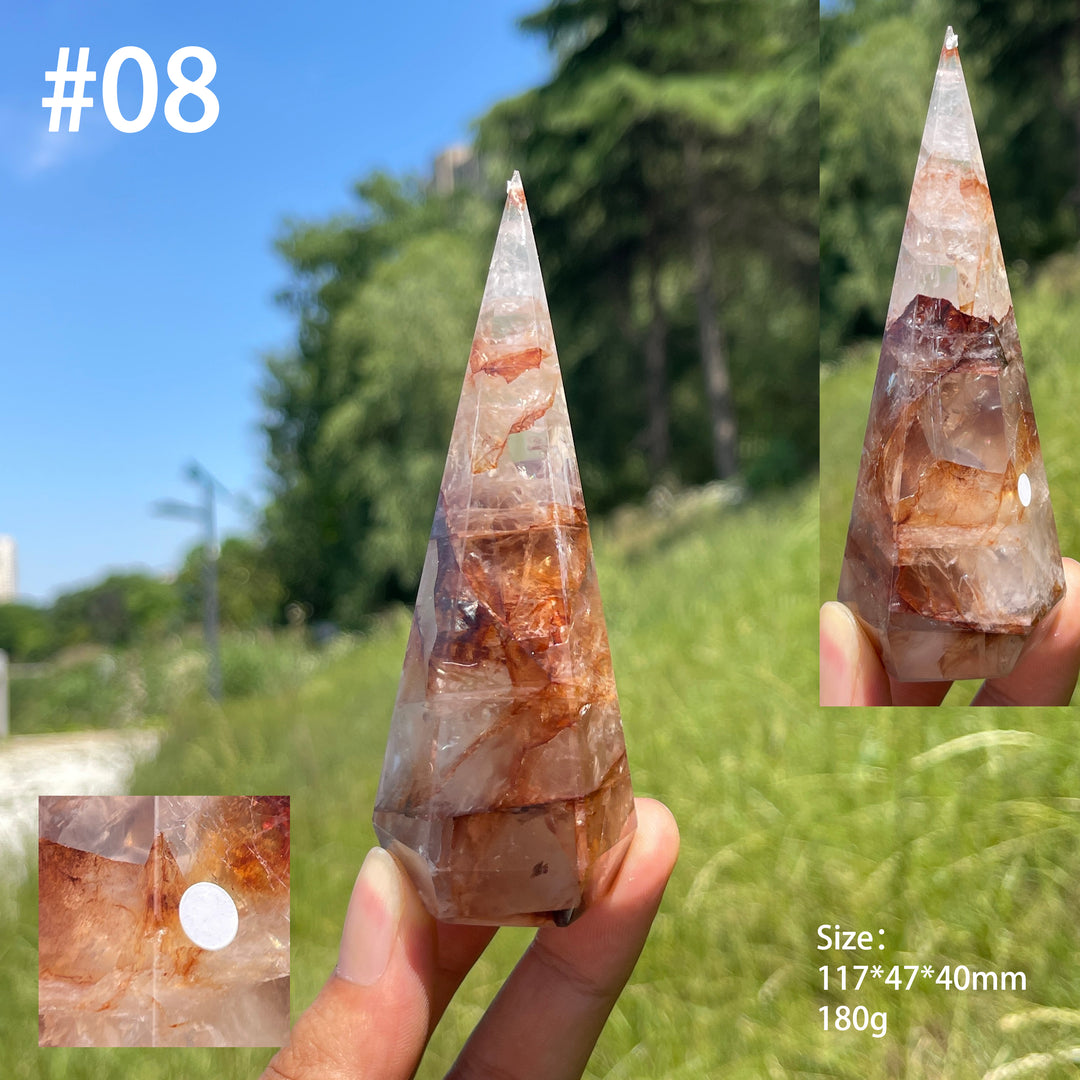 Unique,A Slightly Imperfect Natural Fire Quartz Diamond Tower
