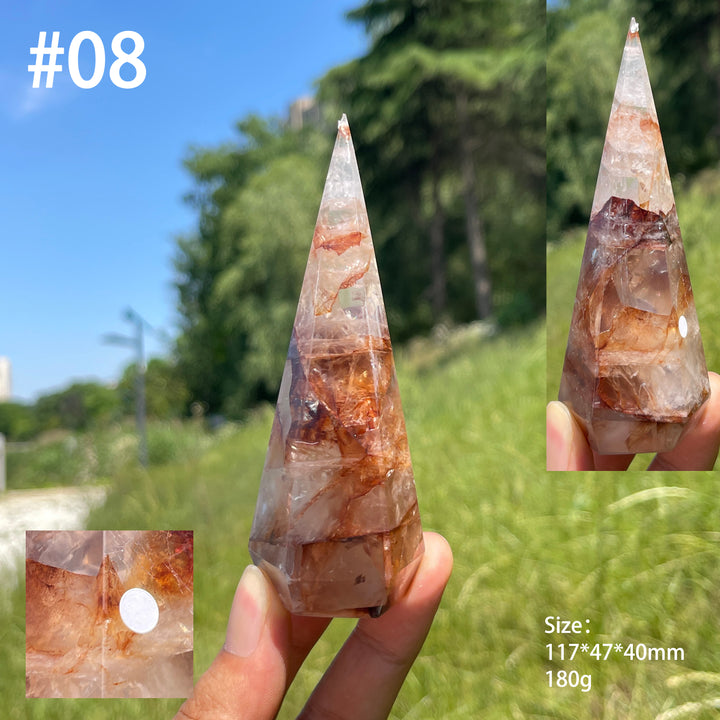 Unique,A Slightly Imperfect Natural Fire Quartz Diamond Tower