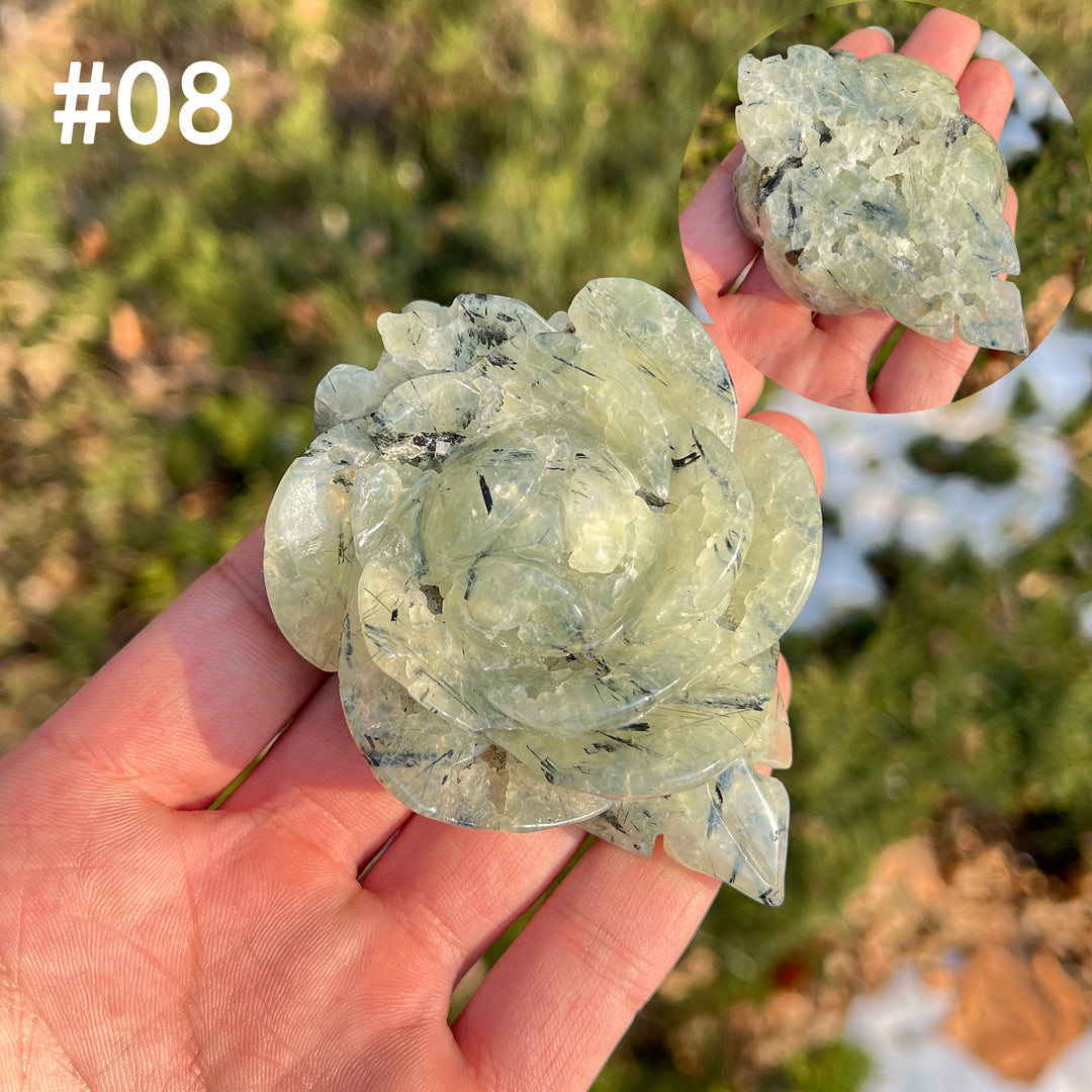Unique,Natural Crystal Carving Peony Flower