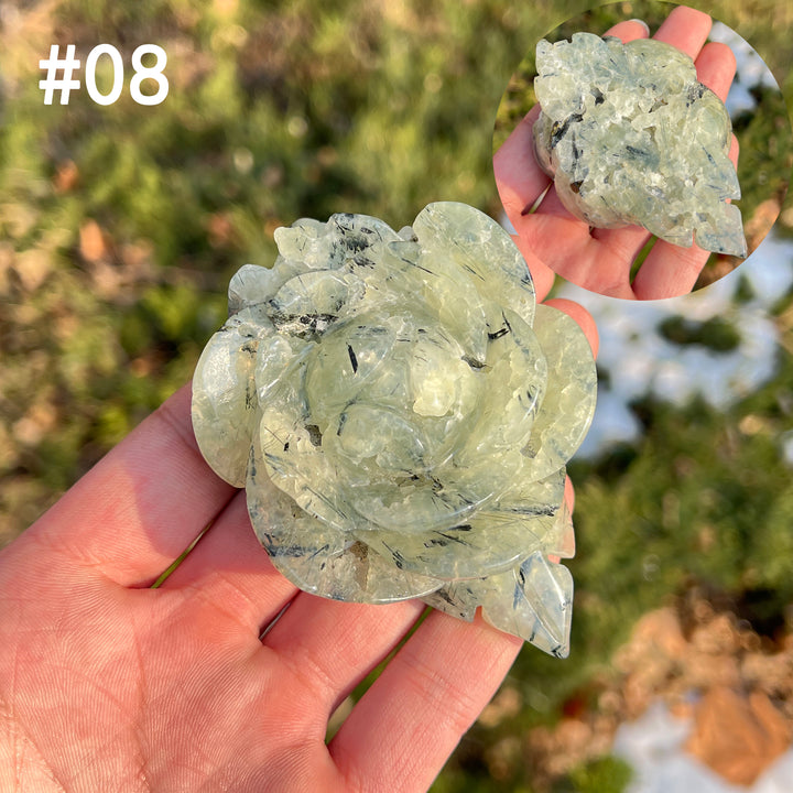 Unique,Natural Crystal Carving Peony Flower