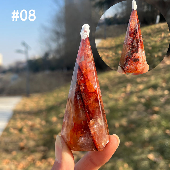 Unique,Natural Crystal Fire Quartz Diamond Tower