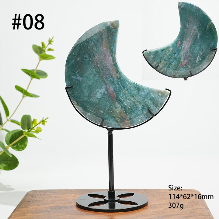 Unique,A Slightly Imperfect Natural Ocean Jasper Moon Carving