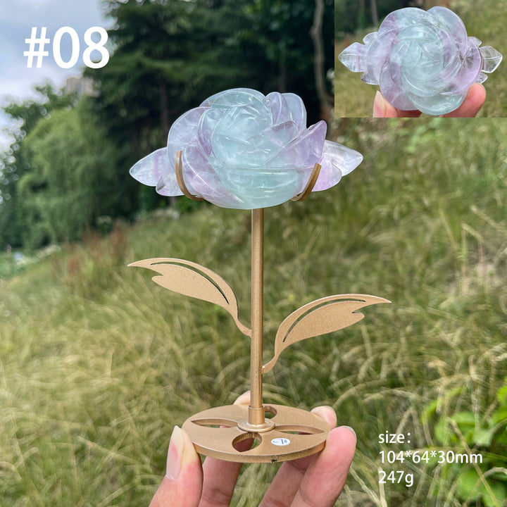 Unique,Natural Fluorite Rose Carving