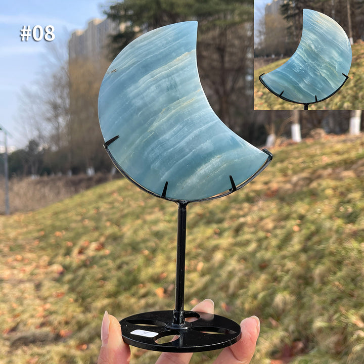 Unique,Natural Lemurian Aquatine Calcite Moon