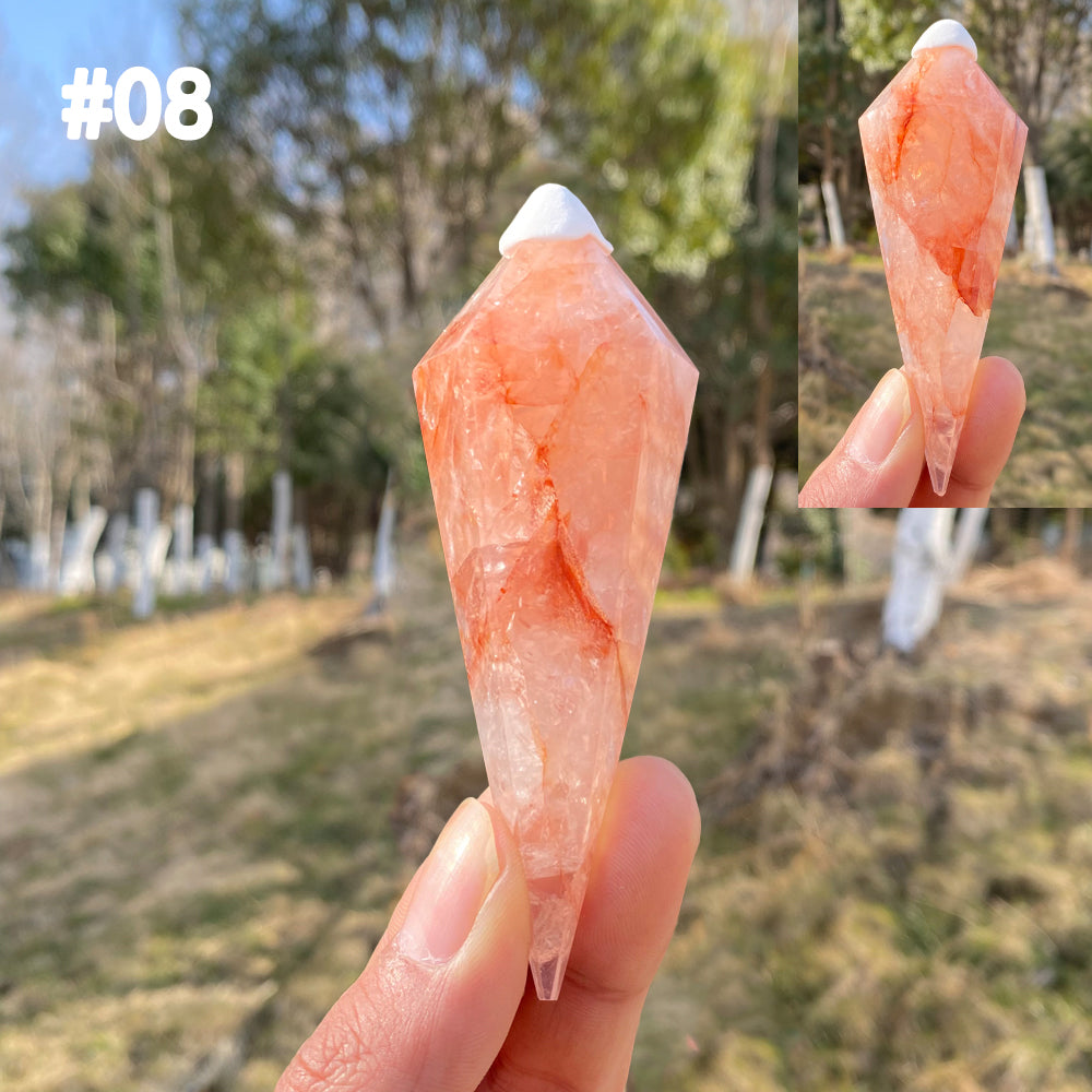 Unique,Natural Crystal Fire Quartz Wand