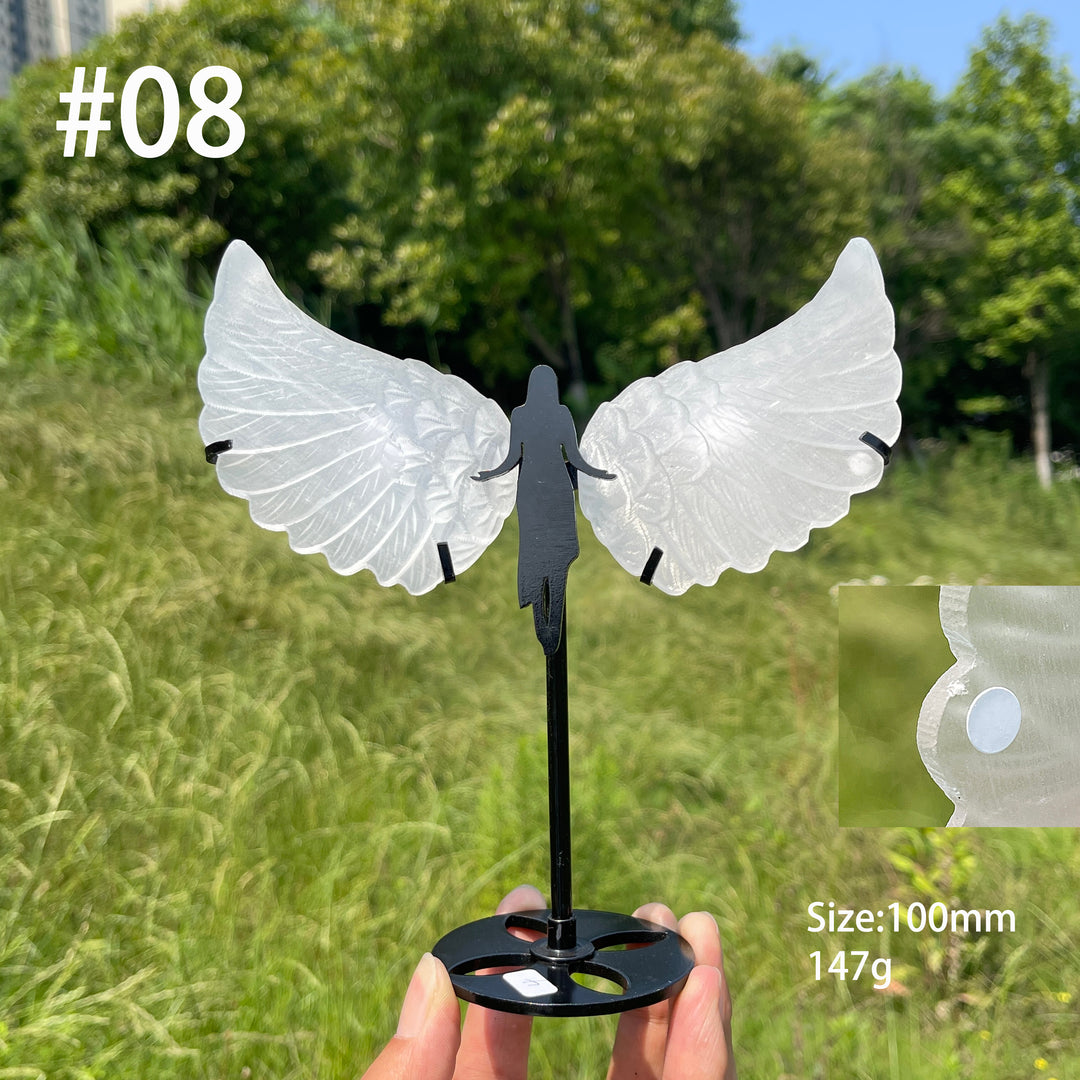Unique,A Slightly Imperfect Natural Crystal Selenite Angel Wings Carving