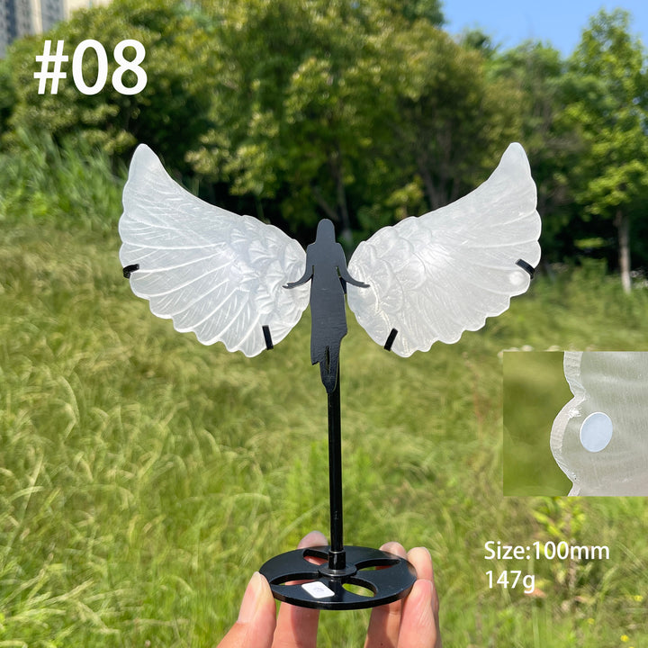 Unique,A Slightly Imperfect Natural Crystal Selenite Angel Wings Carving