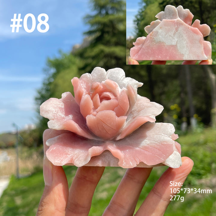 Unique,Natural Crystal Peony Flower Carving