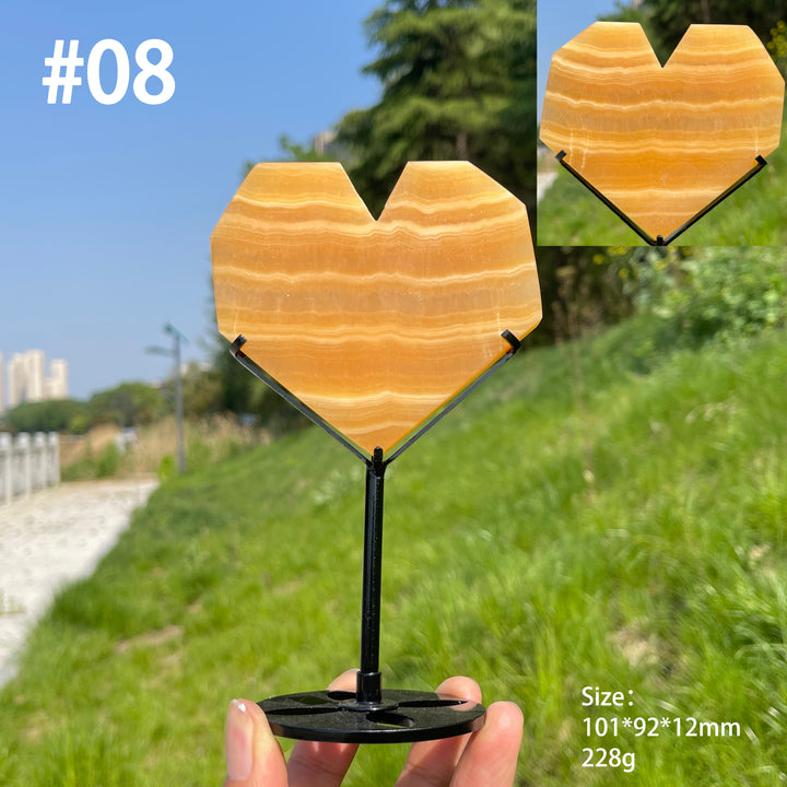 Unique,Natural Yellow Calcite Crystal Heart Carving