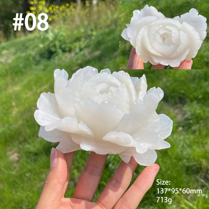 Unique,Natural Crystal Afghanistan Jade Peony Carving