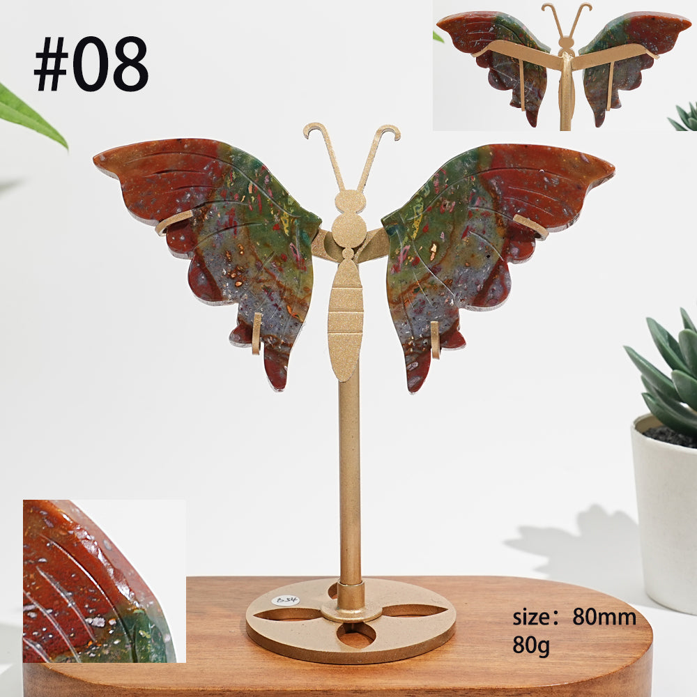 Unique,A Slightly Imperfect Natural Ocean Jasper Delicate Butterfly Wings