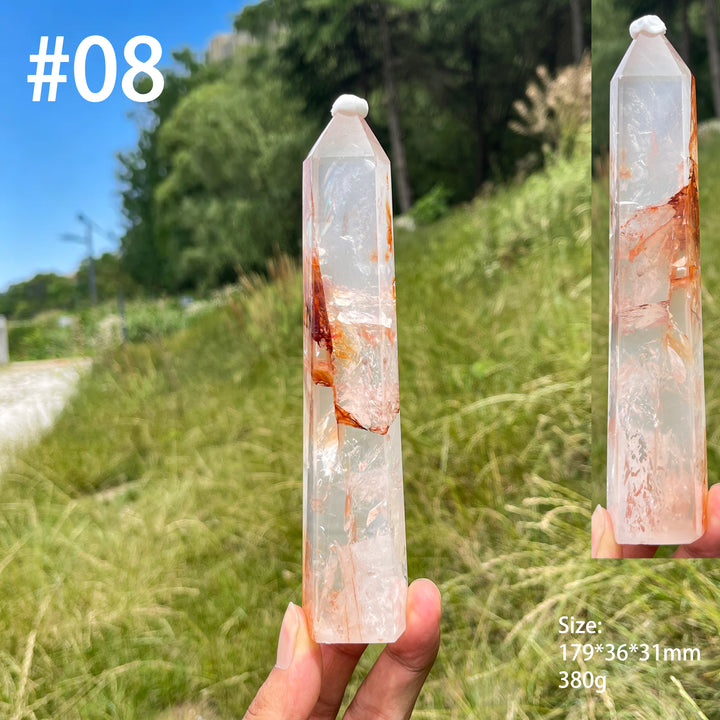 Unique,Natural Warm Fire Quartz Crystal Point