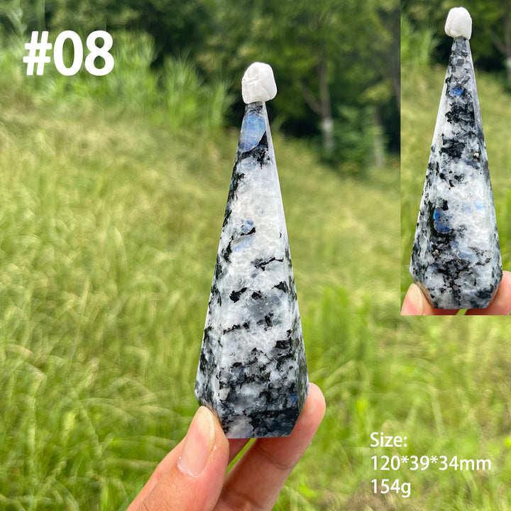 Unique,Natural Crystal Rainbow Moonstone Diamond Tower