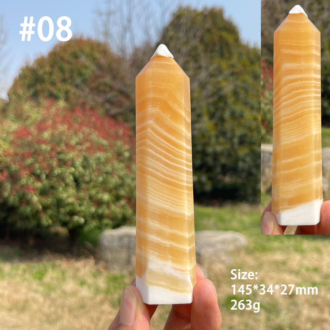 Unique,Natural Crystal Yellow Calcite Point