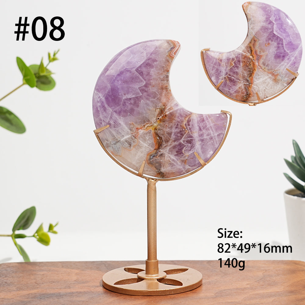 Unique,Natural Amethyst Agate Crystal Moon