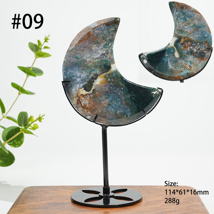 Unique,A Slightly Imperfect Natural Ocean Jasper Moon Carving