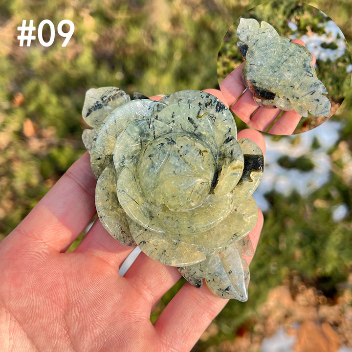 Unique,Natural Crystal Carving Peony Flower