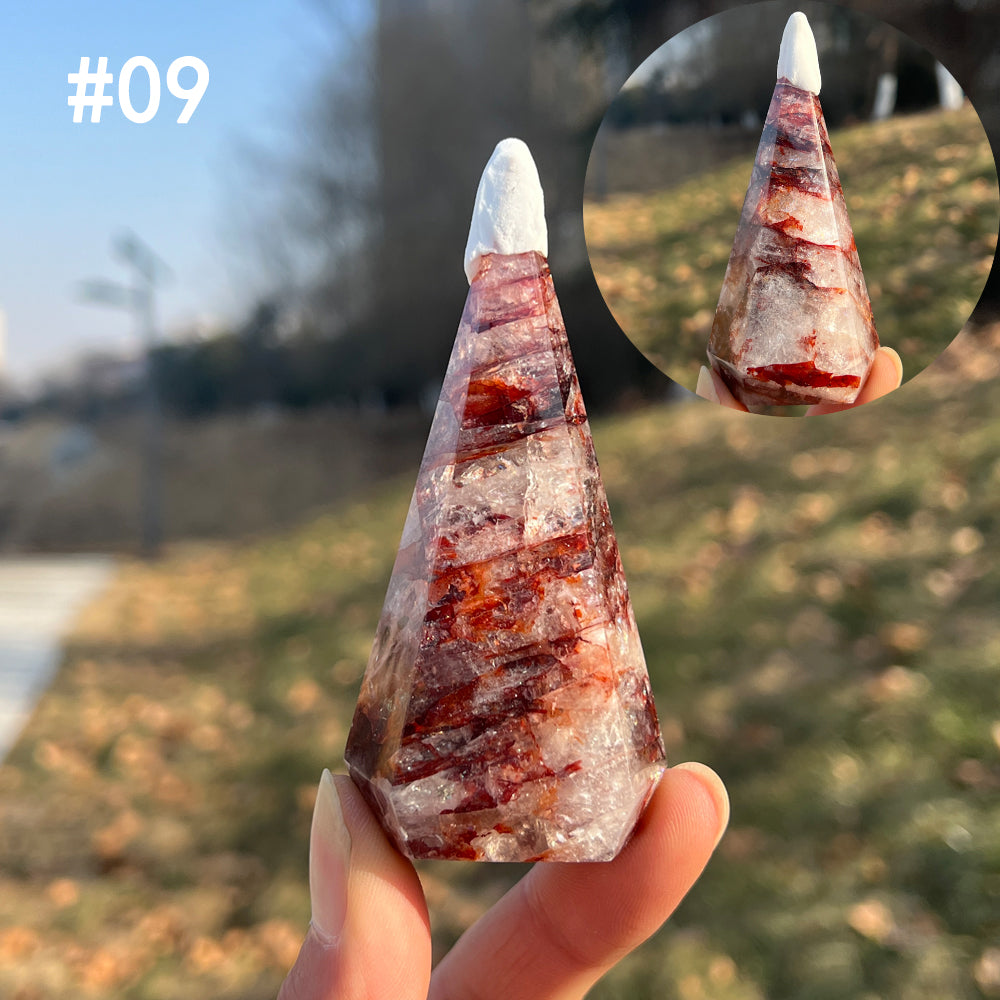 Unique,Natural Crystal Fire Quartz Diamond Tower