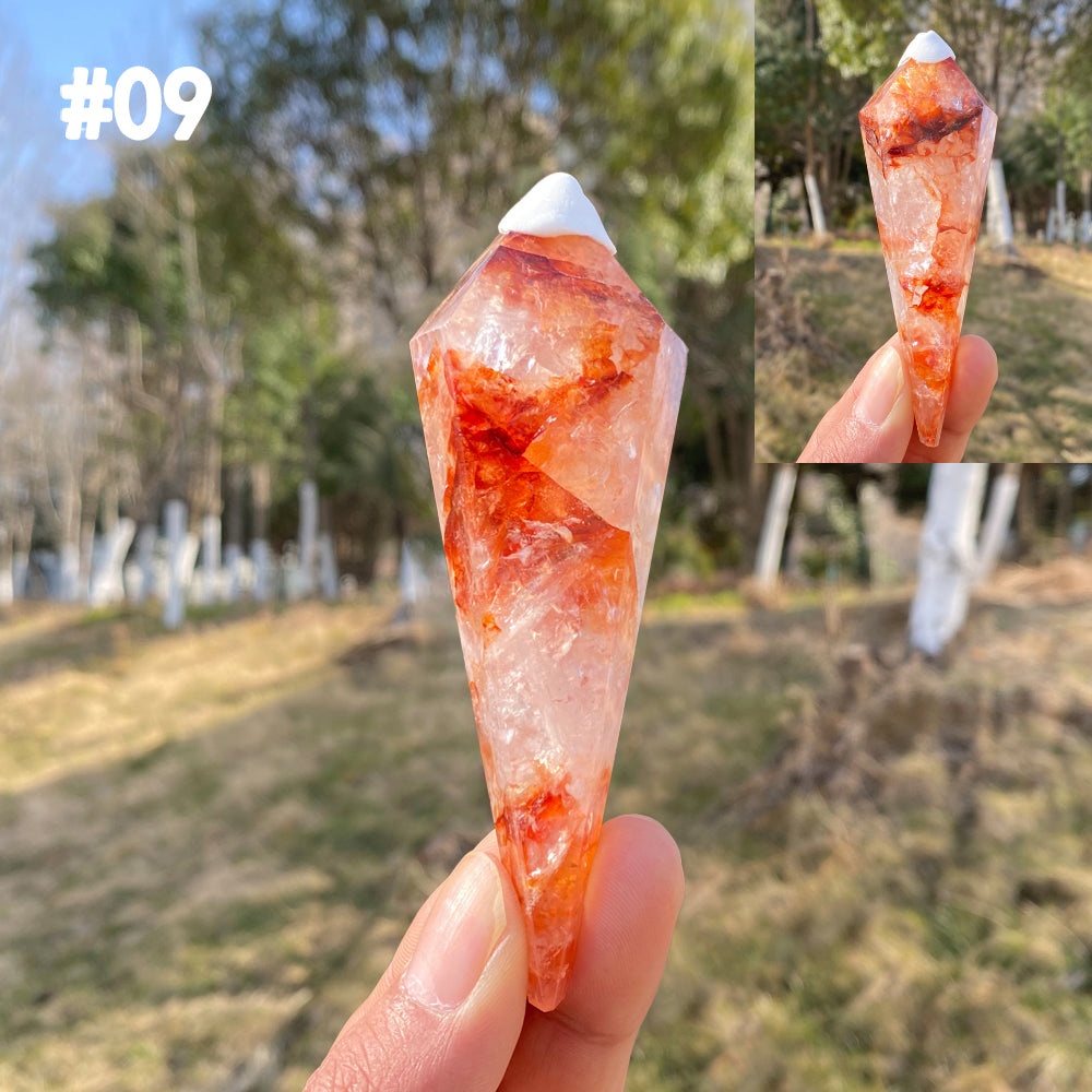 Unique,Natural Crystal Fire Quartz Wand