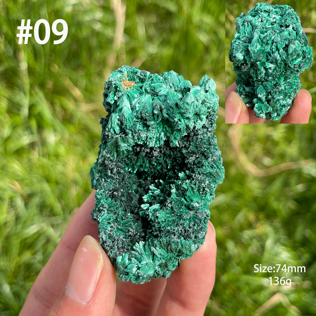Unique,Natural Crystal Acicular Malachite Raw
