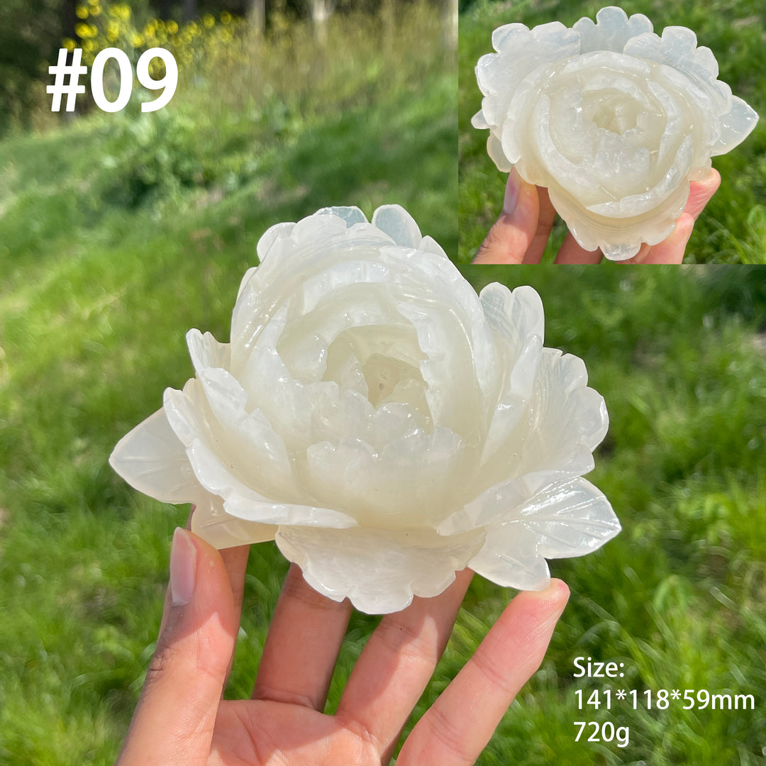 Unique,Natural Crystal Afghanistan Jade Peony Carving