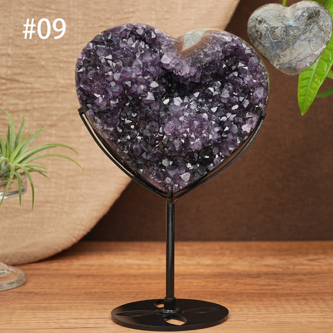 Unique, Natural Amethyst Cluster Heart Ornament