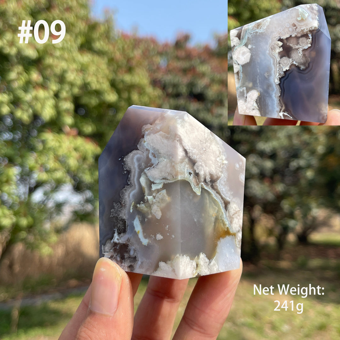 Unique,Natural Crystal Black Flower Agate Freeform