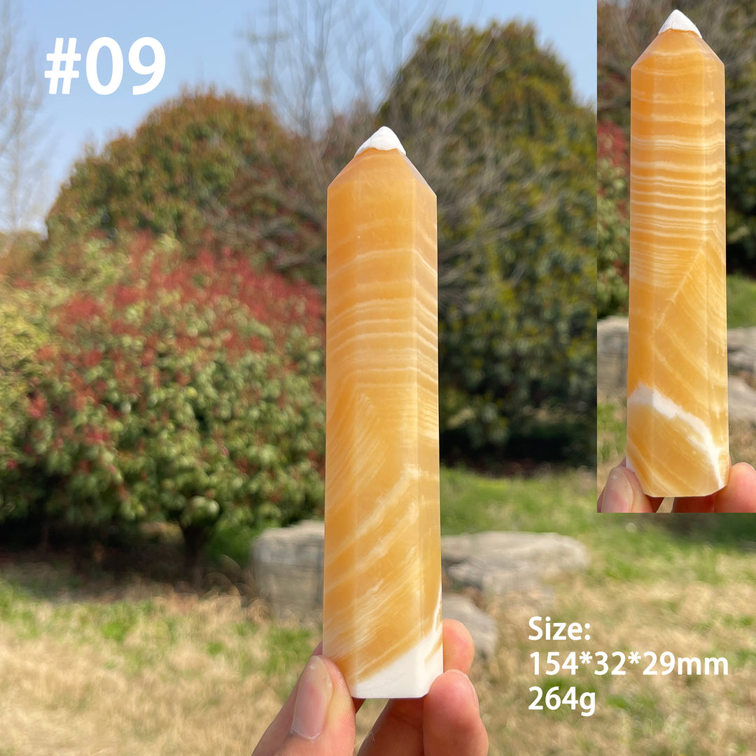 Unique,Natural Crystal Yellow Calcite Point